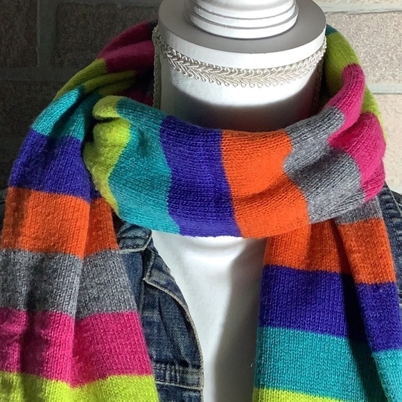 Miss Shop - multicolor striped viscose / nylon scarf - Picture 2 of 3